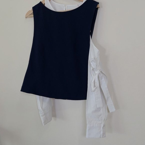 🔖🏷️ NWT Zara Navy Color Combination Top - Picture 6 of 12